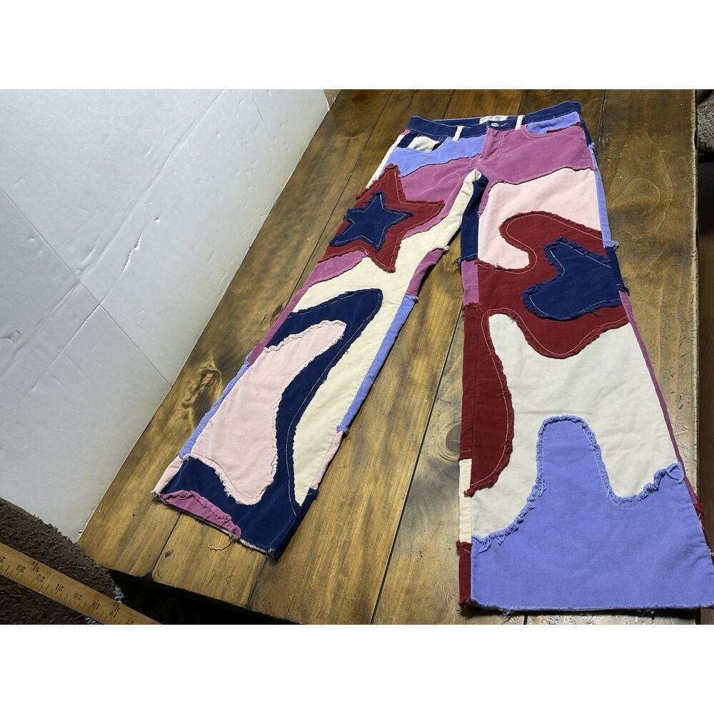 Free People Groovy Supernova Cord Wide Leg Purple Disco Jeans Size 25